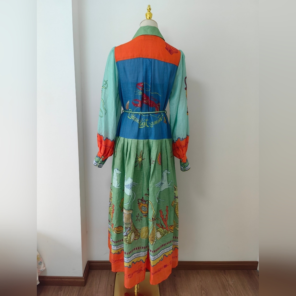 ALEMAIS surrealist summer ramie shirt dress - Picture 11 of 16